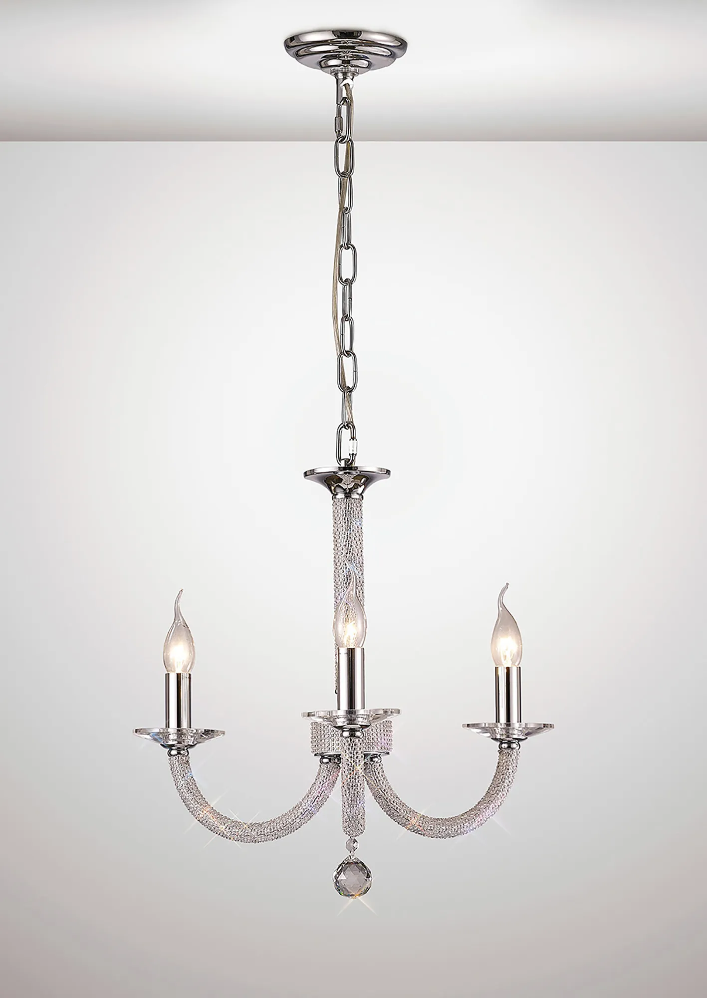 IL30513  Elena Crystal Pendant 3 Light Polished Chrome